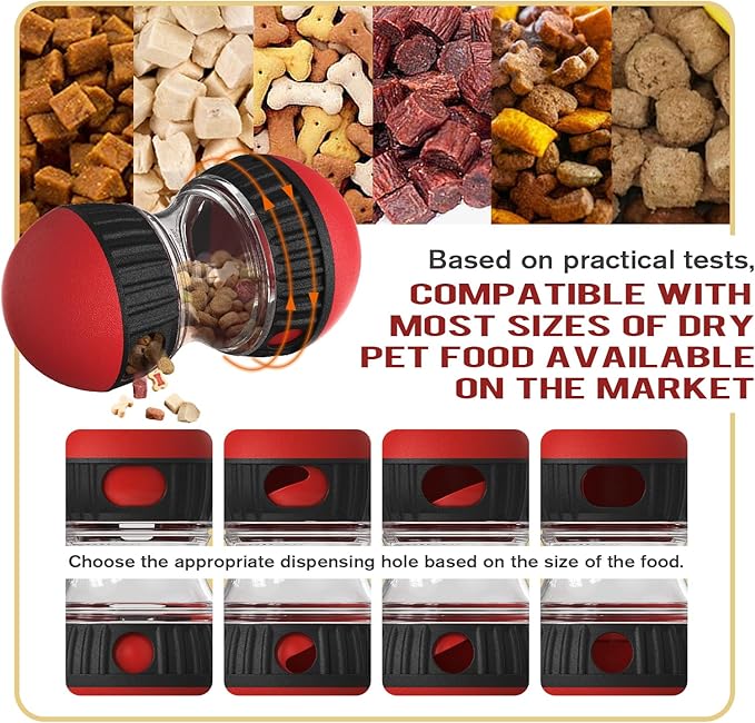 Cognitive Dog Toys,Slow Feeder Interactive Toys,Mushroom Dog Food Dispenser,for Small Dogs,Treat Dispenser Food Puzzle Ball for Mental Stimulation, Red Color