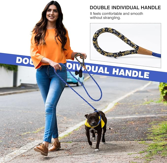 lynxking Slip Lead Dog Leash Reflective, Heavy Duty Comfortable Strong Rope for Large Medium Small Dogs No Pull Pet Training (Blue, Large 1/2in x 6ft-Slip Lead)
