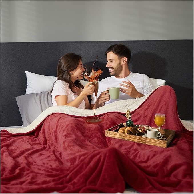 Sacred Weapon Waterproof Blanket for Bed Intimacy – Mini Sherpa & Fleece Throw – Waterproof Blanket for Couch, Absorbent & Leak Proof – Love Blankets for Couples Intimacy Waterproof – Dark Red, 40x45