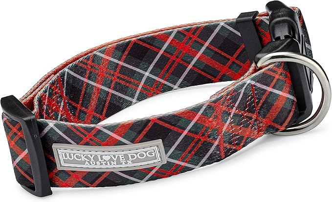 Lucky Love Dog Wide Dog Collar - Adjustable, Durable, Soft Webbing, & Comfortable 1.5 inch Wide Collar for Dogs Male and Female with Strong Buckle - Heywood, X-Large
