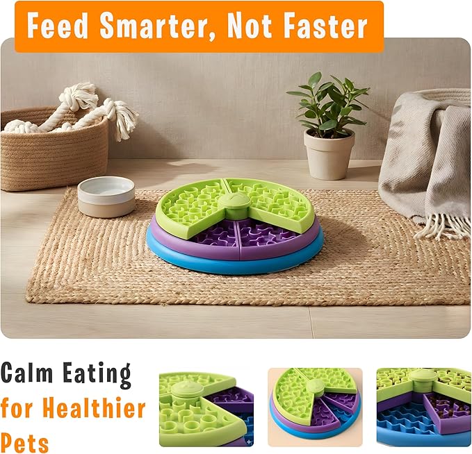 YOLLO Slow Feeder Dog Bowl 3 Levels, Interactive Puzzle Design to Reduce Boredom and Anxiety, Non Slip Dog Slow Feeder for Small Medium Large Dogs, Anti Gulp Design Promotes Healthy Eating