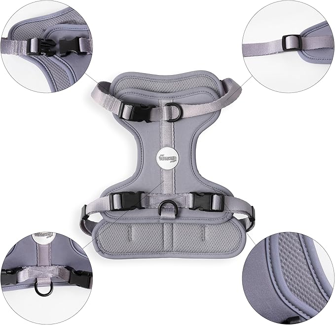 HNS1002N Arlo Medium Adjustable Soft Padded No Pull Pet Harness with 3 Buckles and 3 Leash Clips, Martini