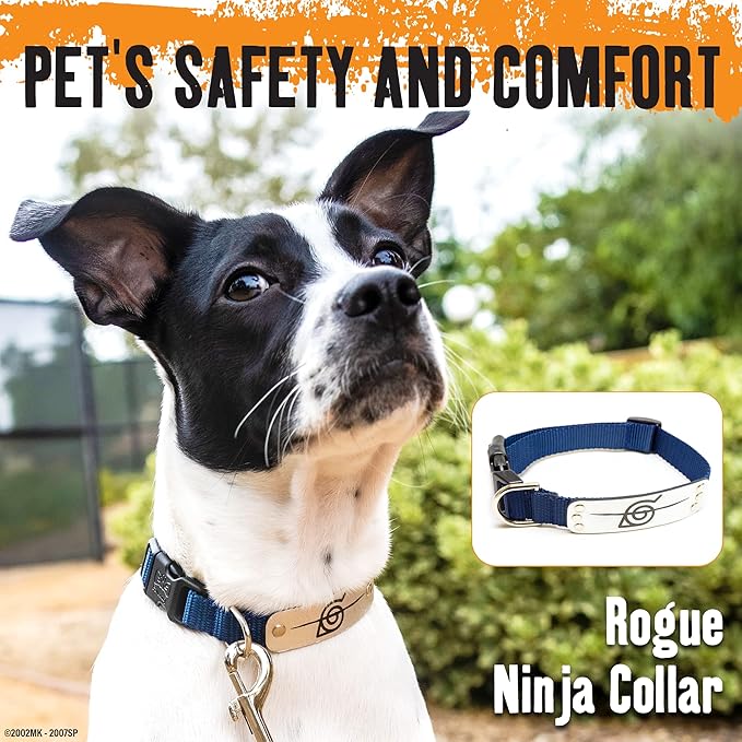 Naruto Dog Collar for Large Dogs, Medium, XS/Small Puppy Collars – Officially Licensed Naruto Shippuden Hidden Leaf Village Anime Dog Collar, Naruto Gifts Pet Collar for Dogs Navy Rogue, SM