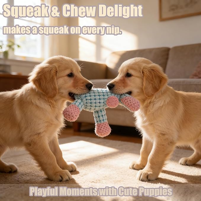 Best Pet Dog Squeak Toys,High-Elastic Soft Fabric Stress-Relief Plush Toy for Dogs,Indoor Interactive Chew Toy,Suitable for Small and Medium-Sized Dogs.Keep Them Active and Busy (Pinkish Blue)