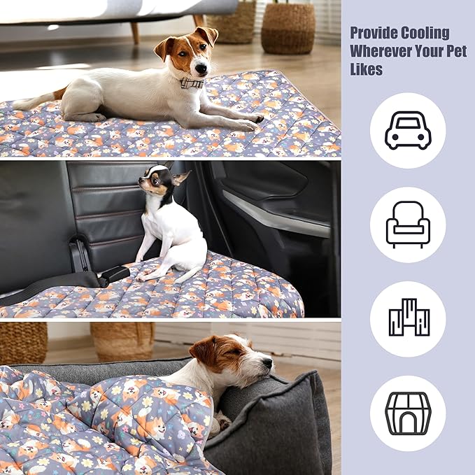 Leekalos Dog Cooling Mat,Pet Cooling Pads for Dogs Blanket,Summer Cooling Bed for Cats Blanket,Portable Pet Cooling Cushion for Home & Outdoor,Keep Cooling for Pets