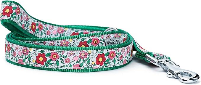 THE WORTHY DOG 5 FT Nylon Dog Leash for Medium to Large Dogs, Metal Quick Clip, Spring Garden Floral Pattern, Coral, Large