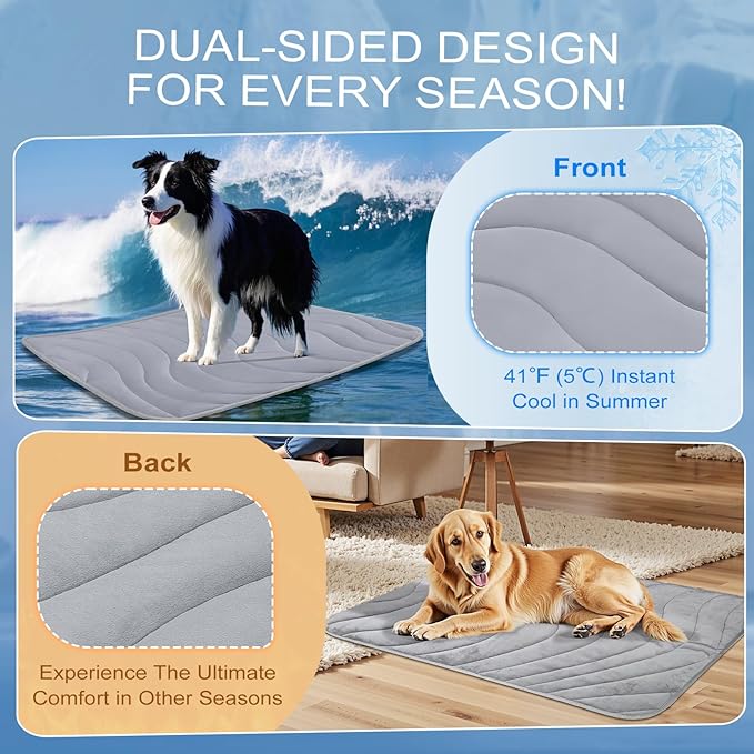 Cozyide Dog Cooling Mat, Large Cooling Mat for Dogs, Reversible Pad for Pet, 36" L x 23" W, Dark Grey