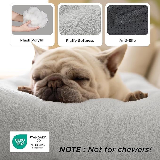 Bedsure Washable Dog Crate Bed Large Sized Dog, Comfort Fluffy Plush Pet Pillow Bed Kennel Pad with Non-Slip Bottom, Machine Washable Pet Sleeping Mat, 35"x23", Gray