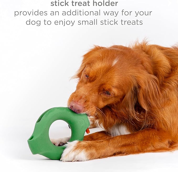 Ubbi Kibbler Interactive Treat Dispensing Dog Toy for Medium & Large Breeds, Natural Rubber Puzzle Toy with Stick Treat Holders, Freezer & Dishwasher Safe, Green