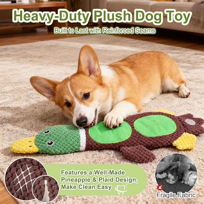 BEAUTYZOO 2-Pack Plush Dog Puzzle Toys, Stuffless Duck Dog Interactive Treat Hider Toy, Squeaky Crinkle Water Bottle Toys for Small Medium Dogs Puppy to Keep Them Busy Stress Release & Boredom Relief