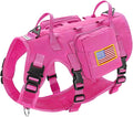 Forestpaw Dog Harness for Large Dogs,Tactical Dog Harness with Handle,No Pull Military Service Dog Vest with Pockets Adjustable for Walking Training,Hot Pink,Chest 21.5-45"