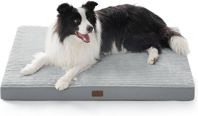 Bedsure ComfyFleece XL Dog Bed for Crate - Extra Large Orthopedic Pet Beds with Removable Washable Cover, NOT Waterproof Egg Crate Foam Mat for Pets Up to 80 lbs, 41"x27"x3.3", Not for Chewers