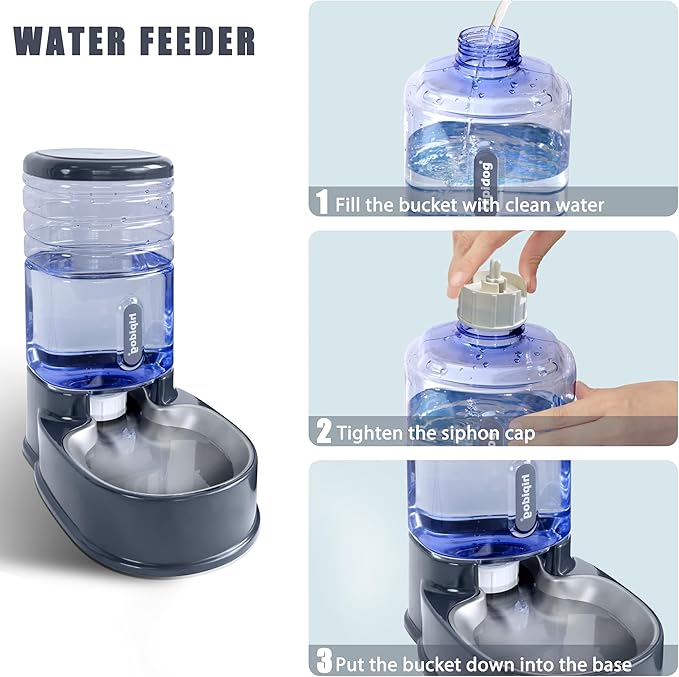 Cats Dogs Automatic Food Feeder and Water Dispenser Set 3.8L with Stainless Steel Bowl