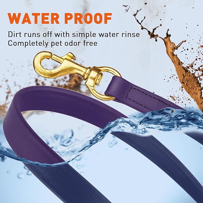 Viper Biothane K9 Working Dog Leash Waterproof Lead for Tracking Training Schutzhund Odor-Proof Long Line with Solid Brass Snap for Puppy Medium and Large Dogs, 20ft Violet Purple
