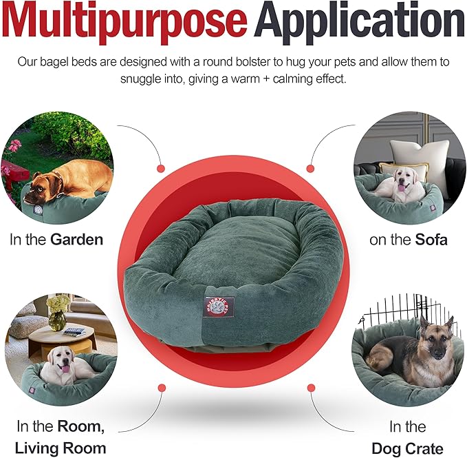 Majestic Pet Villa 40 Inch Shredded Memory Foam Dog Bed for Large Sized Dog 40x29x9 Inch–Orthopedic Pet Bed with Removable Washable Cover-Washable Large Puppy Mat with Head Support-Azure