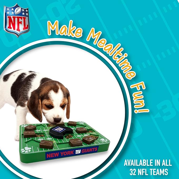 Pets First NFL New York Giants Puzzle Toy - Interactive Dog Treat Puzzle (Pack of 2)