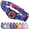 WhoseID Airtag Dog Collar,with Waterproof airtag Holder，Original Stylish Cute Pattern Design.QR Code ID Buckle，Comfortable Soft Cotton for Small Medium Large Dogs