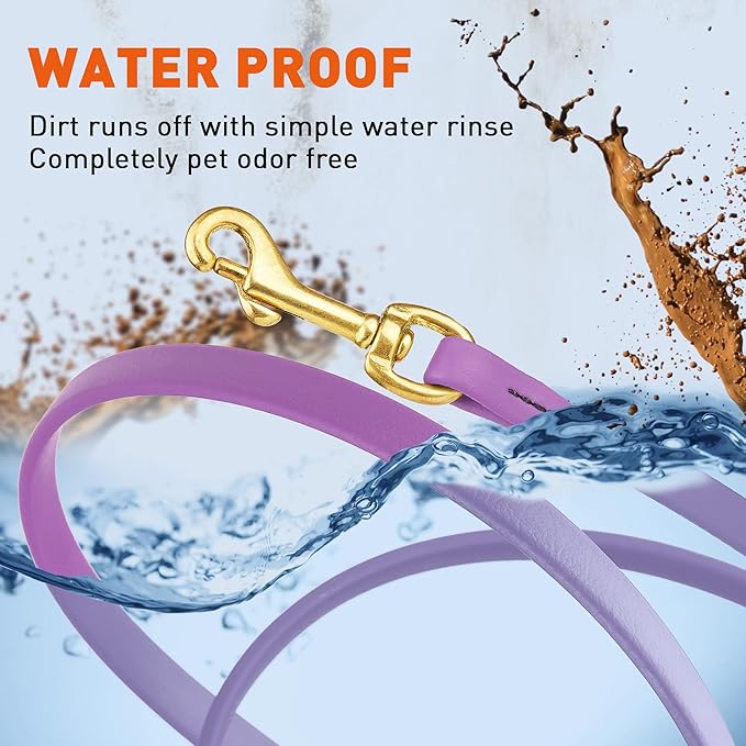 Viper Biothane K9 Working Dog Leash Waterproof Lead for Tracking Training Schutzhund Odor-Proof Long Line with Solid Brass Snap for Puppy Medium and Large Dogs, 10ft Amethyst Purple