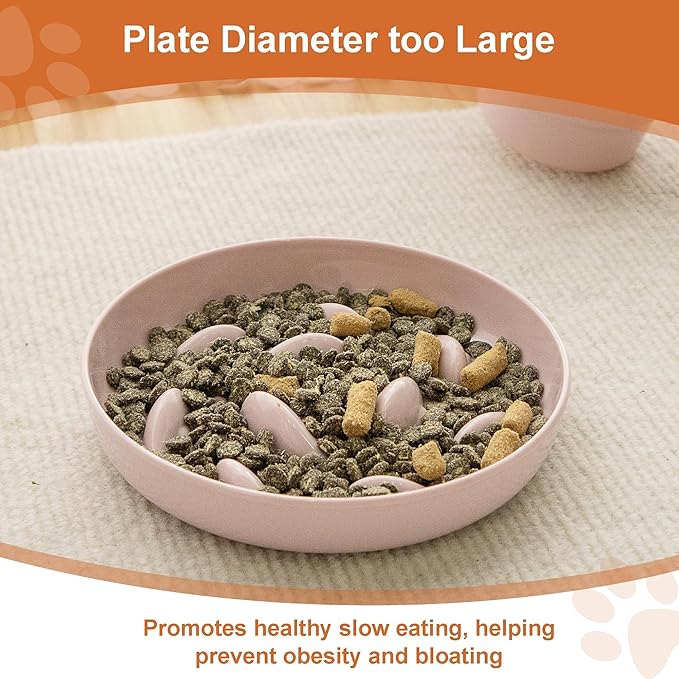 Slow Feeder Bowl for Cats and Small Dogs,Cilkus Fish Pool Design, Fun Interactive Bloat Stop Puzzle Feeder Bowl Healthy Eating Diet Made of Melamine Food Grade Material (Pink(Melamine))