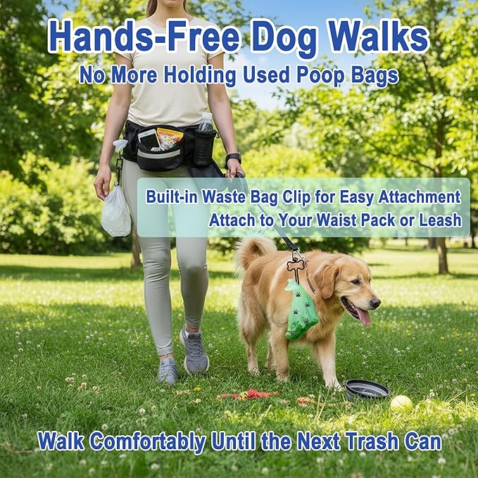 Pet Training Waist Pack, Dog Training Treat Pouch, Hands-Free Dog Walking Fanny Pack with Poop Bag Dispenser and Bottle Holder, Adjustable Dog Treat Pouches for Pet Training and Walking,Big Size