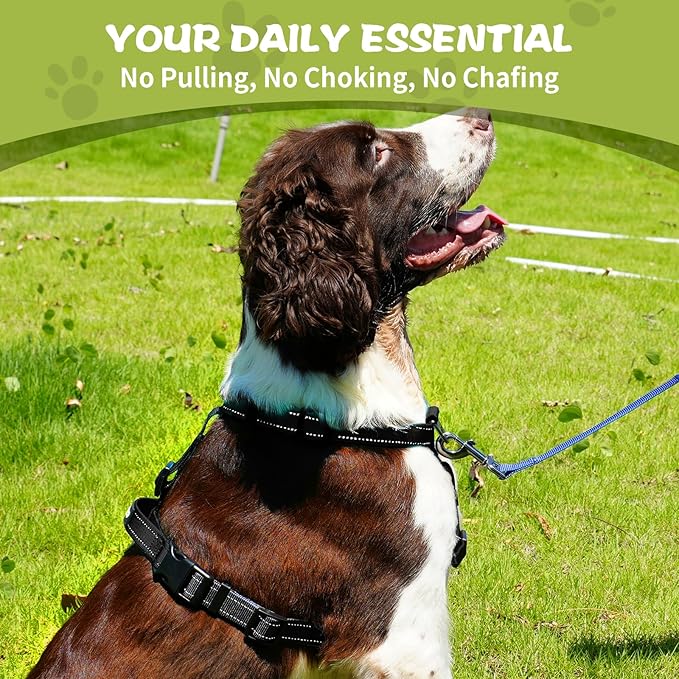 Dog Harness,Adjustable No Pull Dog Harness,Y-Shaped Design,Buckle-Neck Balance Harness with Reflective, Ideal for Dog Training Hiking, Easy Walk Harness,Durable High-Tensile Nylon Black-L