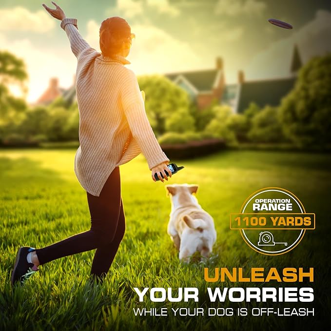 INVIROX 2026 Edition Dog Training Collar, 123 Levels for Reactive or Stubborn Dogs, 1100yd Long-Range E Collar, Waterproof Rechargeable System with Manual Bark Control for Large Dogs