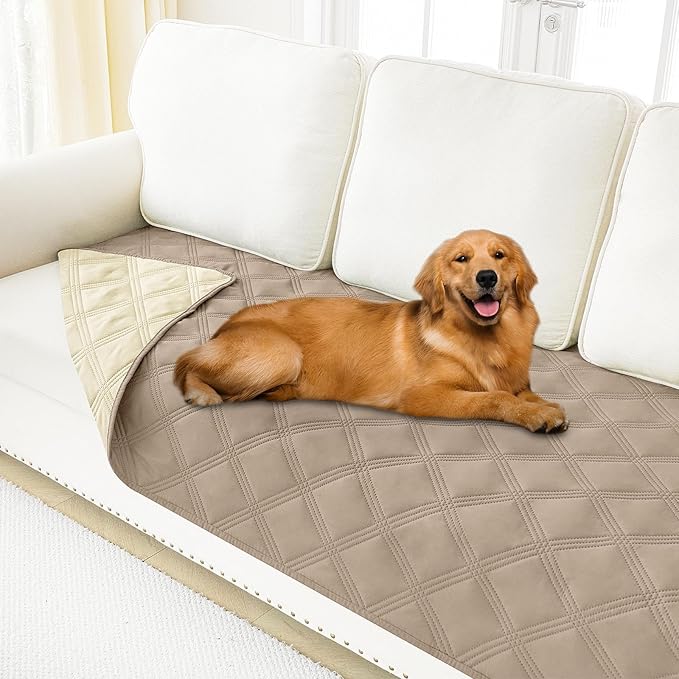 Smiry Waterproof Dog Bed Cover Blanket 30x70, Soft Reversible Pet Blanket, Washable Leakproof Cats Dogs Couch Cover for Sofa, Couch, Furniture, Taupe/Beige