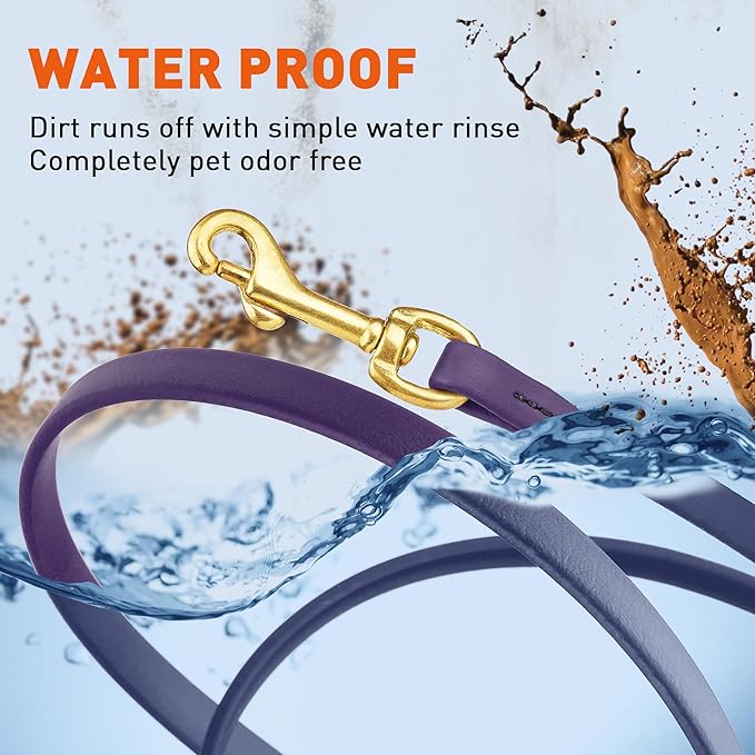 Viper K9 Biothane Working Dog Leash Waterproof Lead for Tracking Training Schutzhund Dog Sport & Search - Odor-Proof Long Line with Solid Brass Snap for Puppy Medium and Large 3/8" x 20ft VioletPurple