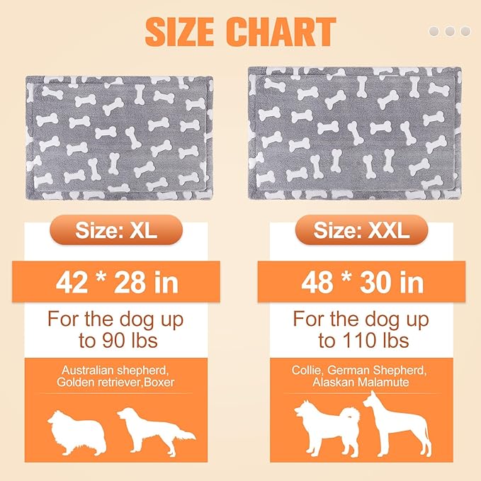 BEAUTYZOO Dog Bed Crate Pad 42 x 28 inch, Washable Dog Crate Mat for X-Large Sized Dogs, Anti-Slip Pet Crate Bed Kennel Pad, Durable Cozy Puppy Sleeping Mat Rectangle Mattress, Bone