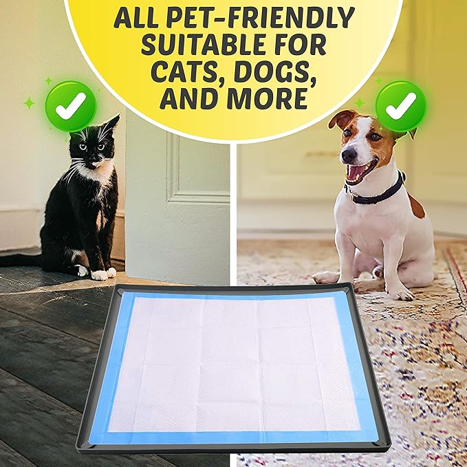 TidyFriend Pee Pad Holder Tray 36 x 36 Inches, Puppy Pad Holder, Easy to Clean and Store Pee Pad Holder for Dogs, Silicon Training Pad Holder, No Spill Puppy Pad Holder (Grey)