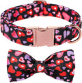 Lionet Paws Valentines Dog Collar Bowtie, Dog Bowtie Collar with Metal Buckle for Dogs, Adjustable Fabric Black Black Dogs Collars Girl Boy, XXS, Neck 7-11 in