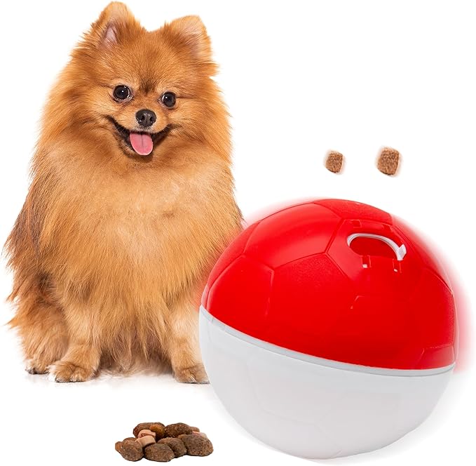 amicus - Crazy Ball Treat Dispenser, Smart Dog Treat Dispenser Ball - Pets Enrichment Toys - Dog Toys to Keep Them Busy - Slow Feeder - 300g/10.5 oz - Red/White