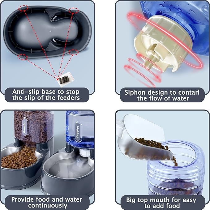 Cats Dogs Automatic Food Feeder and Water Dispenser Set 3.8L with Stainless Steel Bowl