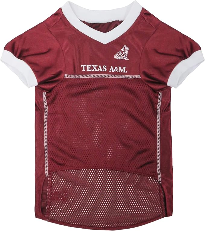 Pets First NCAA College Texas A&M Aggies Mesh Jersey for DOGS & CATS, X-Small.Licensed Dog Jersey with your Favorite Football/Basketball College Team