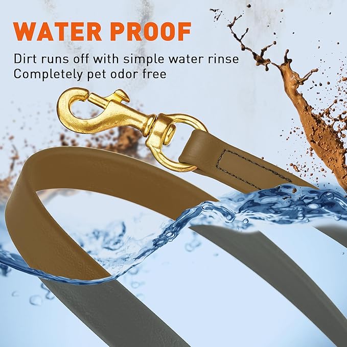 Viper K9 Biothane Working Dog Leash Waterproof Lead For Tracking Training Schutzhund Dog Sport & Search - Odor-Proof Long Line With Solid Brass Snap For Puppy Medium and Large 3/4" x 10ft Coyote Brown