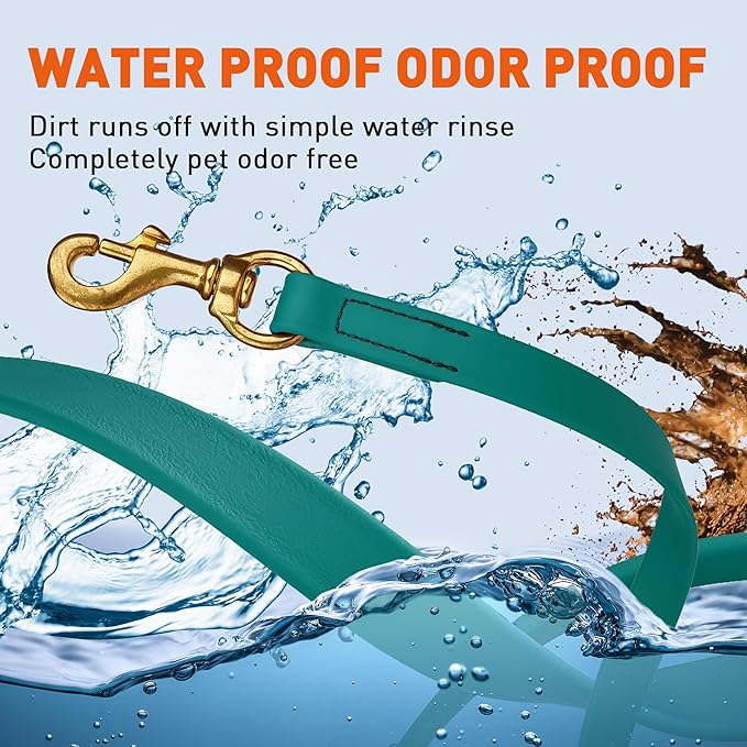 Viper Biothane K9 Working Dog Leash Waterproof Lead for Tracking Training Schutzhund Odor-Proof Long Line with Solid Brass Snap for Puppy Medium and Large Dogs, 20ft Blue Aqua
