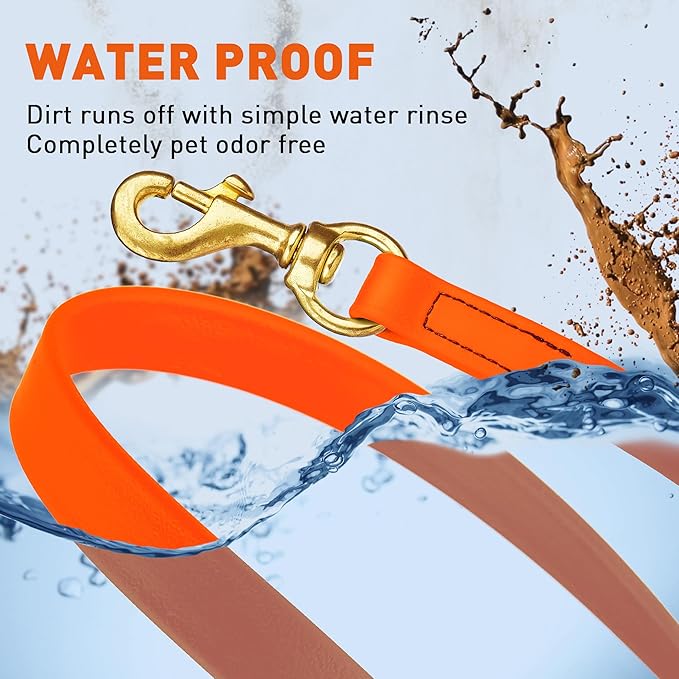 Viper K9 Biothane Working Dog Leash Waterproof Lead for Tracking Training Schutzhund Dog Sport & Search - Odor-Proof Long Line with Solid Brass Snap for Puppy Medium and Large 3/4" x 20ft HunterOrange