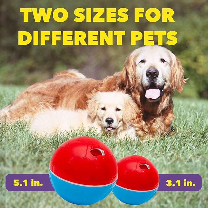 amicus - Crazy Ball Treat Dispenser - Pets Treat Ball - Interactive Treat Dispensing PetsToy - Pets Enrichment Toys - Pets Toys to Keep Them Busy - Slow Feeder - 300g/10.5 oz - Red/Blue