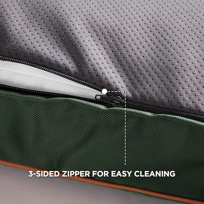 Bedsure Washable Dog Beds Large Sized Dog - 3 Inch Thicken Up to 80lbs Pet Mat Pillows with Removable Washable Cover, Green