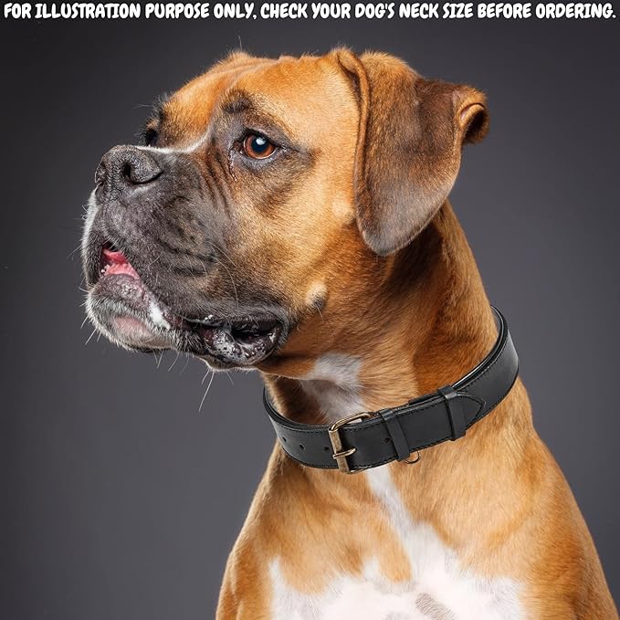 Real Leather Dog Collar Padded Soft Interiors with Premium Vintage Look Handcrafted Heavy Duty with Tag Ring for Small Medium and Large Pets (X-Large (1.75" Wide for 20" - 24" Neck), Black)