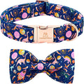 Lionheart glory Dog Bow Collar Dinosaurs Pattern Cute Collars for Large Dogs,Soft Duty Adjustable Dog Collar with Bowtie Spring Summer Puppy Collars Bows Pet Gift