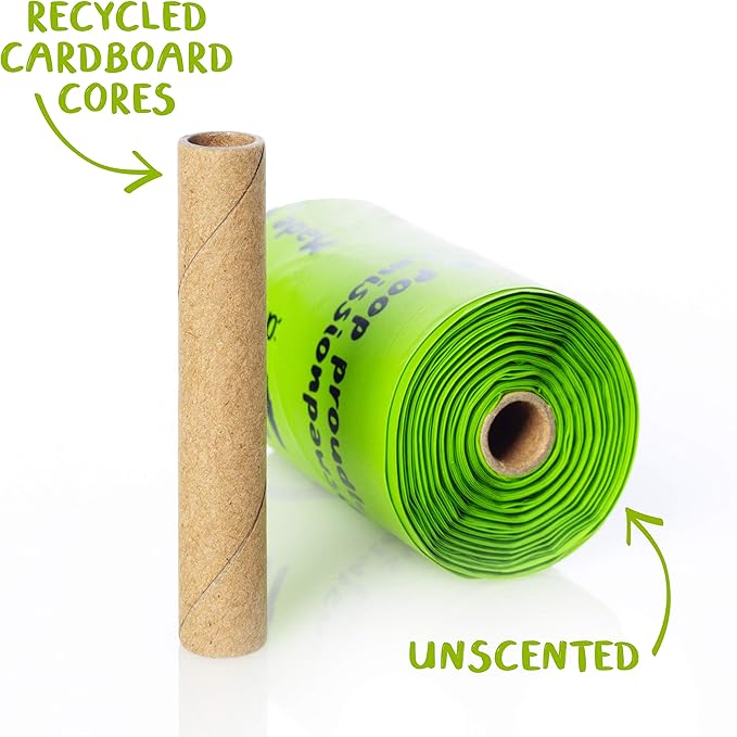 Planet Poop Compostable Dog Poop Bags for Small Pets, Large Single Roll 200 Mini Size Grab & Go, Biodegradable Un-Scented Dog Waste Bags with Handles, Leakproof Doggy Cat Bag, Plant Based Pet Supplies
