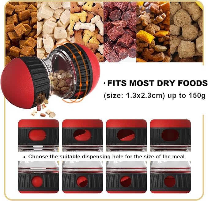 GOLDROC Interactive Dog & Cat Puzzle Feeder Toy, Adjustable Slow Feeding Treat Dispenser for Mental Stimulation, Enrichment Toy for Small to Medium Pets (Black-Red)