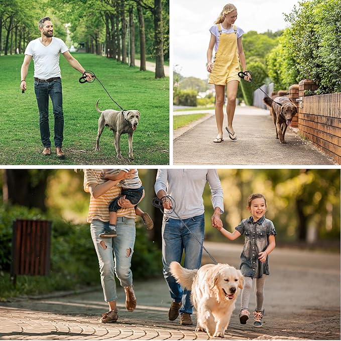 jenico Rope Dog Leash 8FT: Heavy Duty Leashes with Swivel Lockable Hook Reflective Threads Bungee and Padded Handle - Dog Lead for Large Small Medium Dogs Outside Walking Hiking