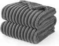 Bedsure ComfyFleece Waterproof Dog Blankets for Large Dogs - Soft Pet Cat Blanket Corduroy Fleece for Bed Protector Washable, Cozy Calming Reversible Furniture Protection,60"x80", Warm Grey