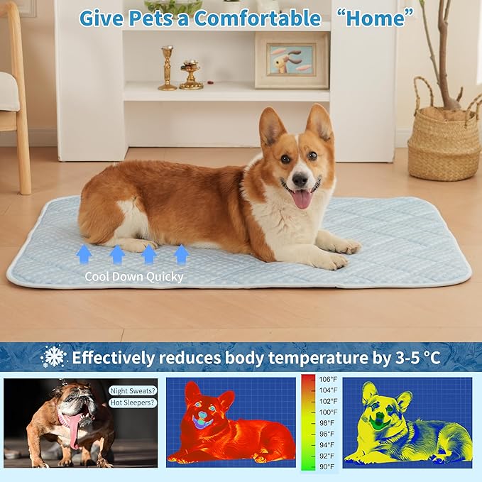 Dog Cooling Mat, Washable Cooling Mat for Dog, Foldable Kennel Pet Bed, Cool Pad (Cool &Warm Surface) for All Seasons Use, Pet Pads for Cats Use in Crate (36x24 Inch (Large))