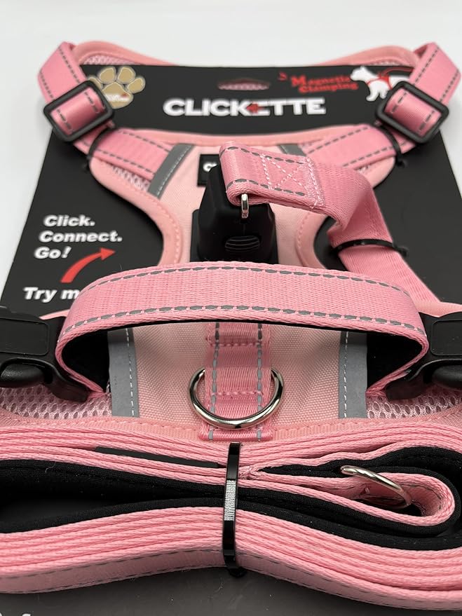 Clickette™ Magnetic Locking Harness and Leash (Pink, Medium)
