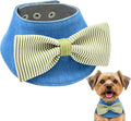 Denim Dog Bandana – Striped Bowtie, Soft & Durable Pet Scarf with Adjustable Metal Snap Buttons for Dogs & Cats (Green, X-Large)