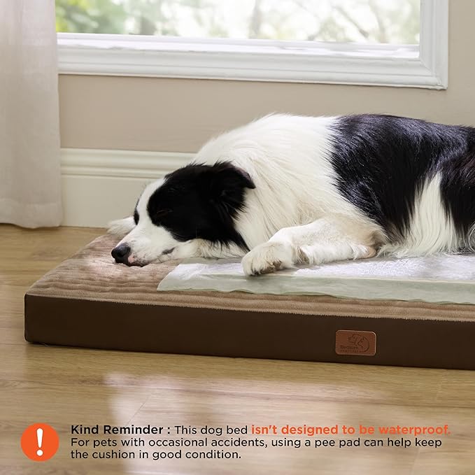 Bedsure ComfyFleece XL Dog Bed for Crate - Extra Large Orthopedic Pet Beds with Removable Washable Cover, NOT Waterproof Egg Crate Foam Mat for Pets Up to 80 lbs, 41"x27"x3.3", Not for Chewers