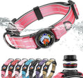 Upgrade Airtag Dog Collar,with IPX8 Waterproof AirTag Holder | Reflective Ultra-Durable | Soft Padded | Lock Buckle | Heavy Duty | Fit Small Medium Large Dogs（Rose，L(17"～23")）